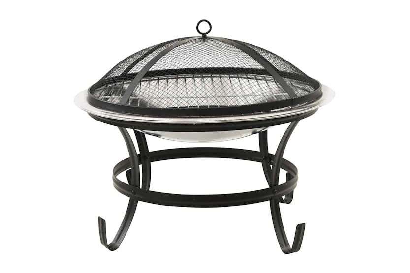 Vidaxl 2-in-1 Fire Pit And Bbq With Poker 56x56x49 Cm Stainless Steel Vidaxl 2-in-1 Fire Pit And Bbq With Poker 56x56x49 Cm Stainless Steel