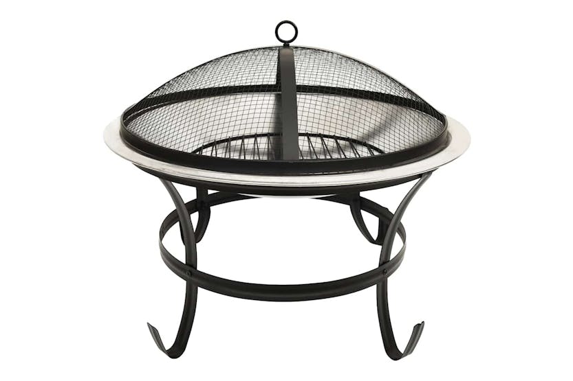 Vidaxl 2-in-1 Fire Pit And Bbq With Poker 56x56x49 Cm Stainless Steel Vidaxl 2-in-1 Fire Pit And Bbq With Poker 56x56x49 Cm Stainless Steel