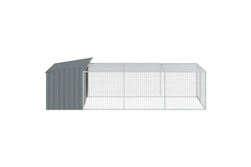 Vidaxl Dog House With Run Anthracite 153x396x110 Cm Galvanised Steel Vidaxl Dog House With Run Anthracite 153x396x110 Cm Galvanised Steel