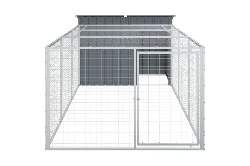Vidaxl Dog House With Run Anthracite 153x396x110 Cm Galvanised Steel Vidaxl Dog House With Run Anthracite 153x396x110 Cm Galvanised Steel