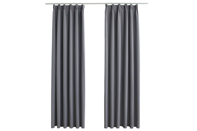 Vidaxl Blackout Curtains With Hooks 2 Pcs Grey 140x245 Cm Vidaxl Blackout Curtains With Hooks 2 Pcs Grey 140x245 Cm