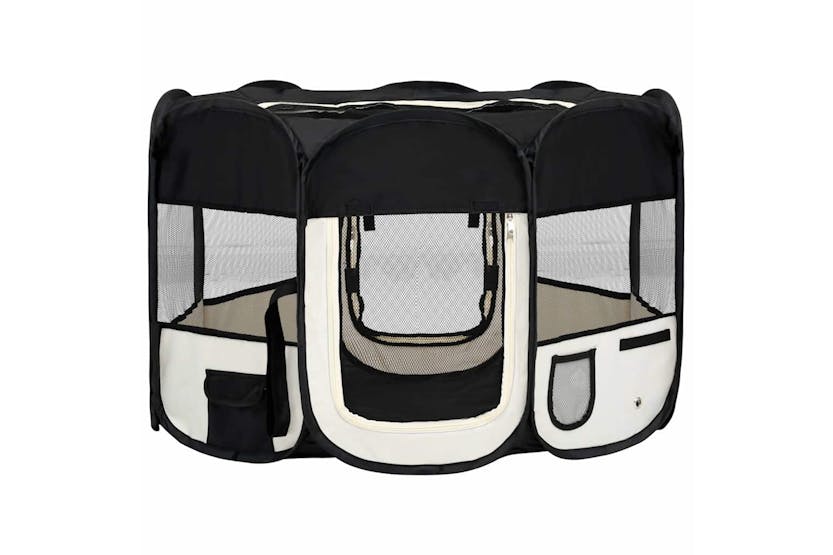 Vidaxl Foldable Dog Playpen With Carrying Bag Black 110x110x58 Cm Vidaxl Foldable Dog Playpen With Carrying Bag Black 110x110x58 Cm