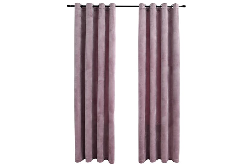 Vidaxl Blackout Curtains With Rings 2pcs Velvet Antique Pink 140x225cm Vidaxl Blackout Curtains With Rings 2pcs Velvet Antique Pink 140x225cm
