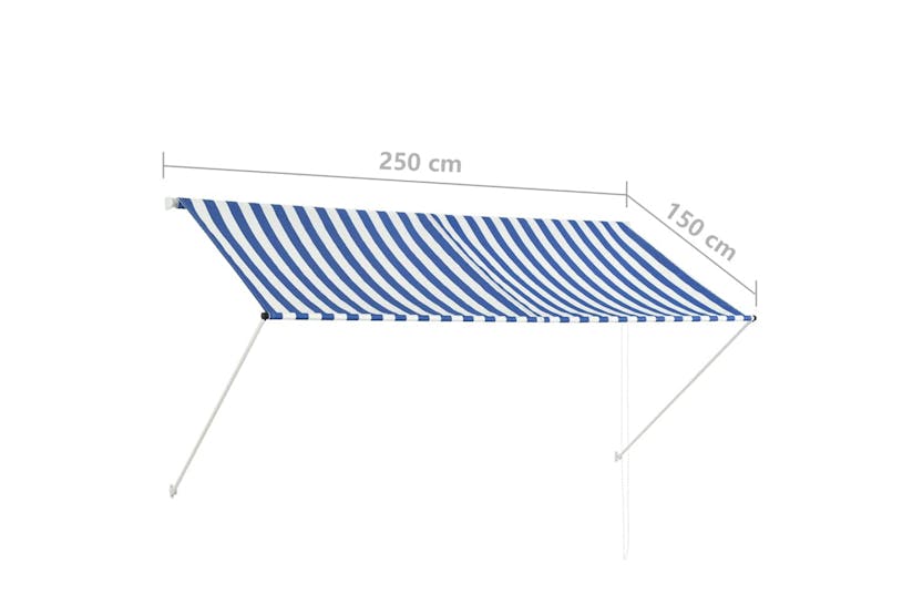 Vidaxl Retractable Awning 250x150 Cm Blue And White Vidaxl Retractable Awning 250x150 Cm Blue And White
