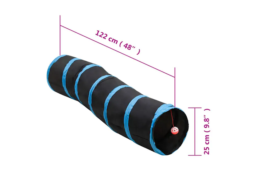 Vidaxl S-shaped Cat Tunnel Black And Blue 122 Cm Polyester Vidaxl S-shaped Cat Tunnel Black And Blue 122 Cm Polyester