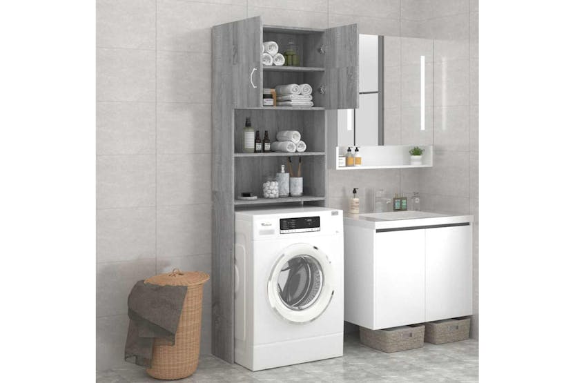 Vidaxl Washing Machine Cabinet Grey Sonoma 64x25.5x190 Cm Vidaxl Washing Machine Cabinet Grey Sonoma 64x25.5x190 Cm
