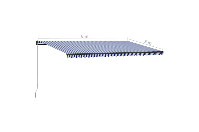 Vidaxl Manual Retractable Awning 600x300 Cm Blue And White Vidaxl Manual Retractable Awning 600x300 Cm Blue And White