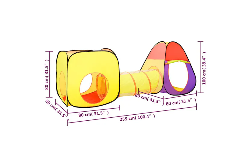 Vidaxl Children Play Tent Multicolour 255x80x100 Cm Vidaxl Children Play Tent Multicolour 255x80x100 Cm