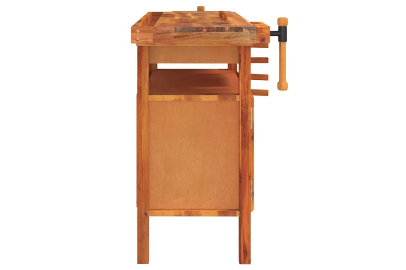 Vidaxl Workbench With Drawer And Vices 124x52x83 Cm Solid Wood Acacia Vidaxl Workbench With Drawer And Vices 124x52x83 Cm Solid Wood Acacia