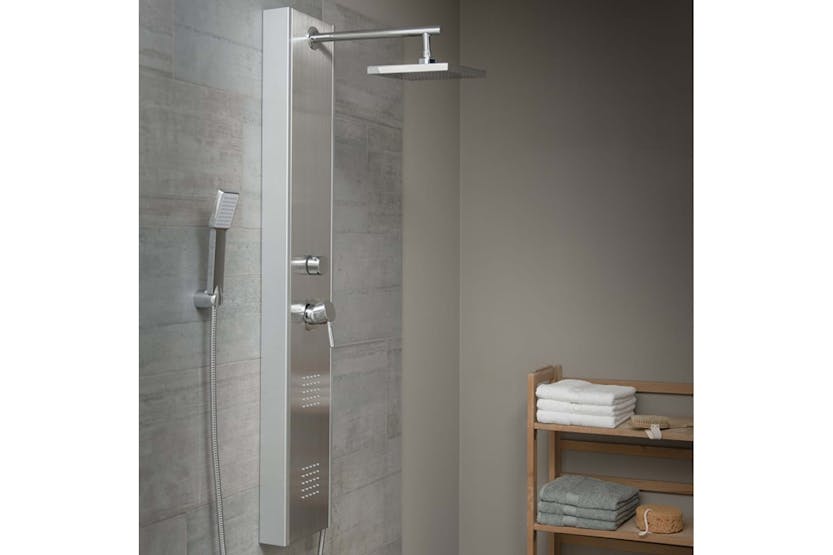 Schütte Shower Panel With Single Lever Mixer Tahiti Stainless Steel Schütte Shower Panel With Single Lever Mixer Tahiti Stainless Steel