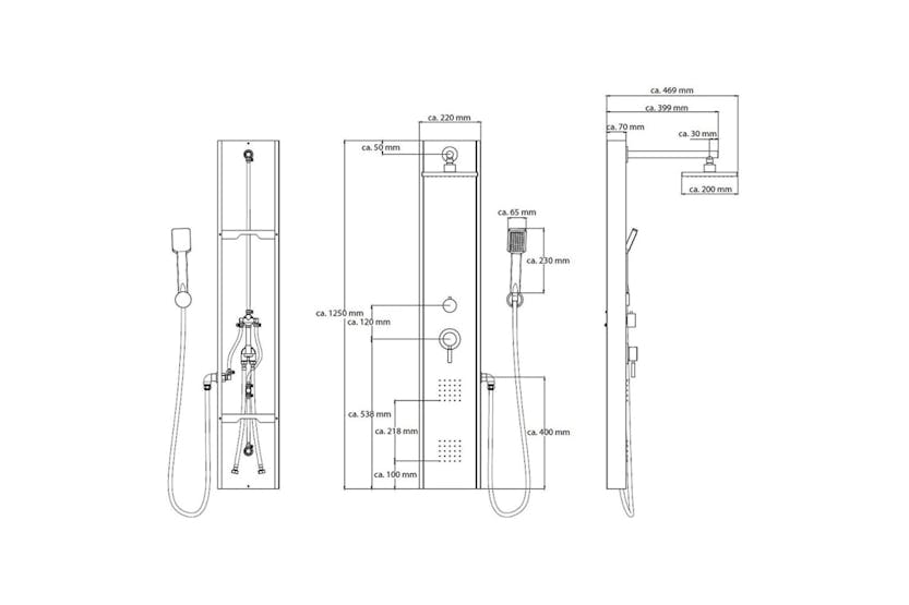 Schütte Shower Panel With Single Lever Mixer Tahiti Stainless Steel Schütte Shower Panel With Single Lever Mixer Tahiti Stainless Steel