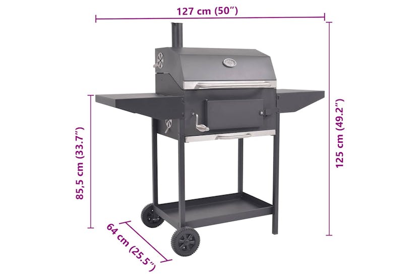 Vidaxl Bbq Charcoal Smoker With Bottom Shelf Black Vidaxl Bbq Charcoal Smoker With Bottom Shelf Black