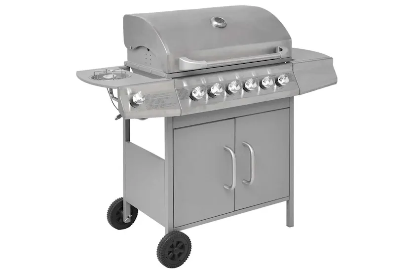 Vidaxl Gas Barbecue Grill 6+1 Cooking Zone Silver Vidaxl Gas Barbecue Grill 6+1 Cooking Zone Silver