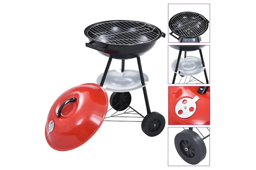 Vidaxl Portable Xxl Charcoal Kettle Bbq Grill With Wheels 44 Cm Vidaxl Portable Xxl Charcoal Kettle Bbq Grill With Wheels 44 Cm