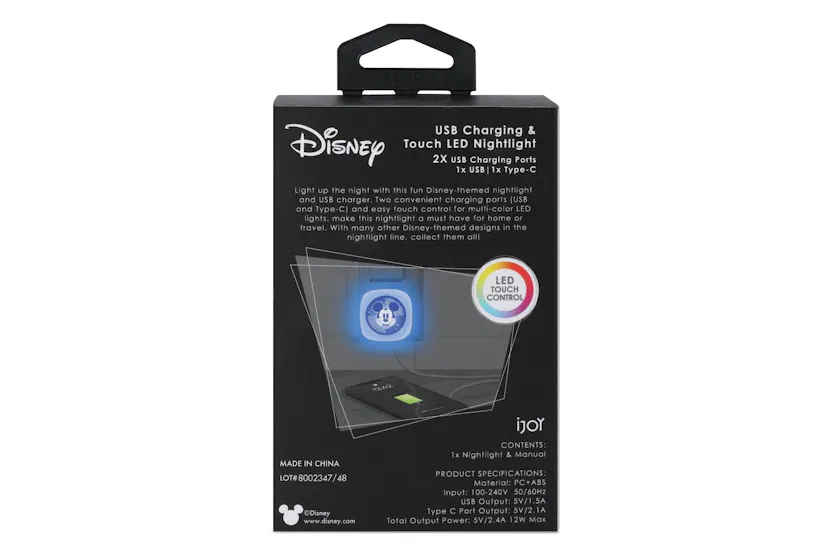 Disney Mickey Mouse Touch Sensitive Led Nightlight With Usb Charge Ports Disney Mickey Mouse Touch Sensitive Led Nightlight With Usb Charge Ports