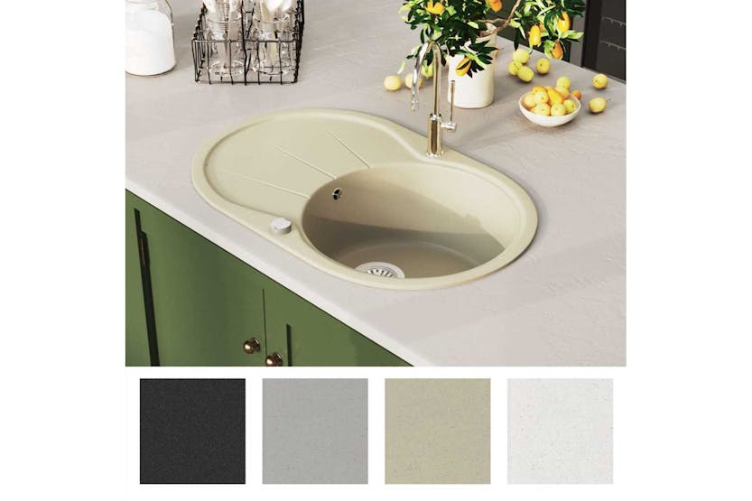 Vidaxl Granite Kitchen Sink Single Basin Oval Beige Vidaxl Granite Kitchen Sink Single Basin Oval Beige