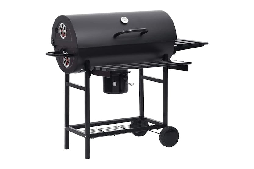 Vidaxl Barrel Grill With Wheels And Shelves Black Steel 115x85x95 Cm Vidaxl Barrel Grill With Wheels And Shelves Black Steel 115x85x95 Cm