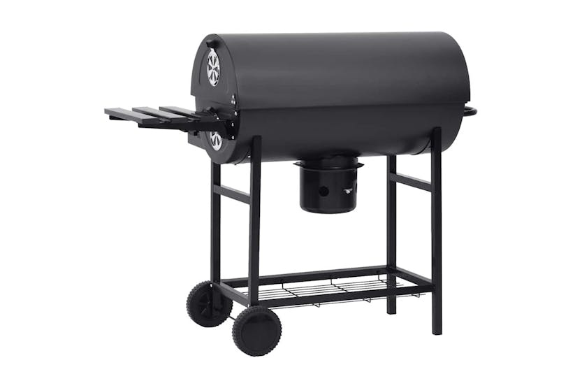 Vidaxl Barrel Grill With Wheels And Shelves Black Steel 115x85x95 Cm Vidaxl Barrel Grill With Wheels And Shelves Black Steel 115x85x95 Cm