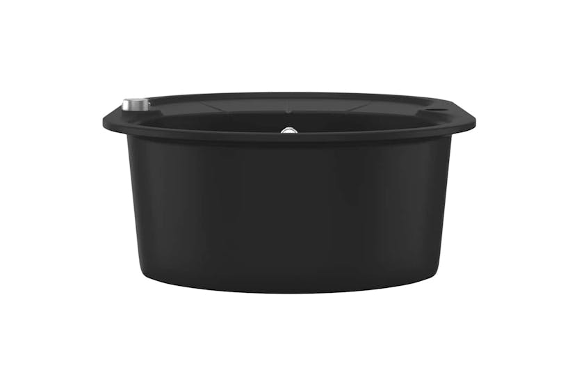 Vidaxl Granite Kitchen Sink Single Basin Oval Black Vidaxl Granite Kitchen Sink Single Basin Oval Black