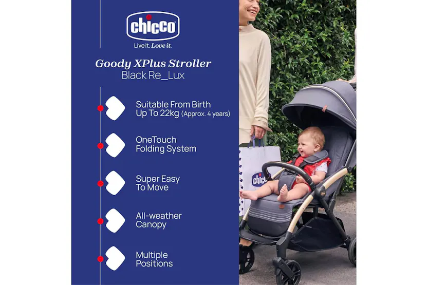 Chicco Goody Xplus Lightweight, One-touch Self-folding Stroller Suitable For Babies Up To 22kgs Chicco Goody Xplus Lightweight, One-touch Self-folding Stroller Suitable For Babies Up To 22kgs