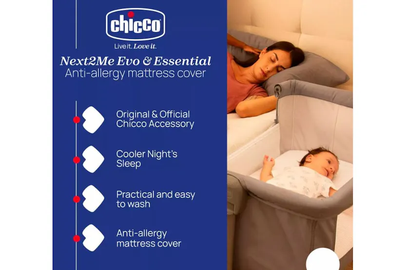 Chicco Next2me Evo Anti-allergy Mattress Cover - Breathable, Extra-absorbent, Hygienic Baby Bedding Chicco Next2me Evo Anti-allergy Mattress Cover - Breathable, Extra-absorbent, Hygienic Baby Bedding