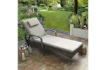 Ventura Deluxe Rattan Sun Lounger With Adjustable Recline - Grey Ventura Deluxe Rattan Sun Lounger With Adjustable Recline - Grey