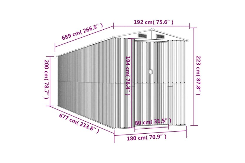 Vidaxl Garden Shed Dark Brown 192x689x223 Cm Galvanised Steel Vidaxl Garden Shed Dark Brown 192x689x223 Cm Galvanised Steel