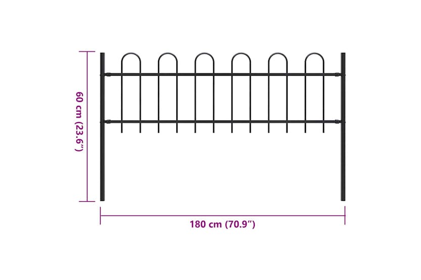 Vidaxl Garden Fence With Hoop Top Steel 1.8 M Black Vidaxl Garden Fence With Hoop Top Steel 1.8 M Black