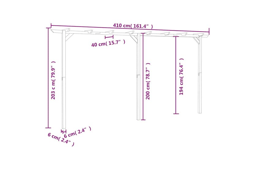 Vidaxl Garden Pergola 410x40x203 Cm Wood Vidaxl Garden Pergola 410x40x203 Cm Wood