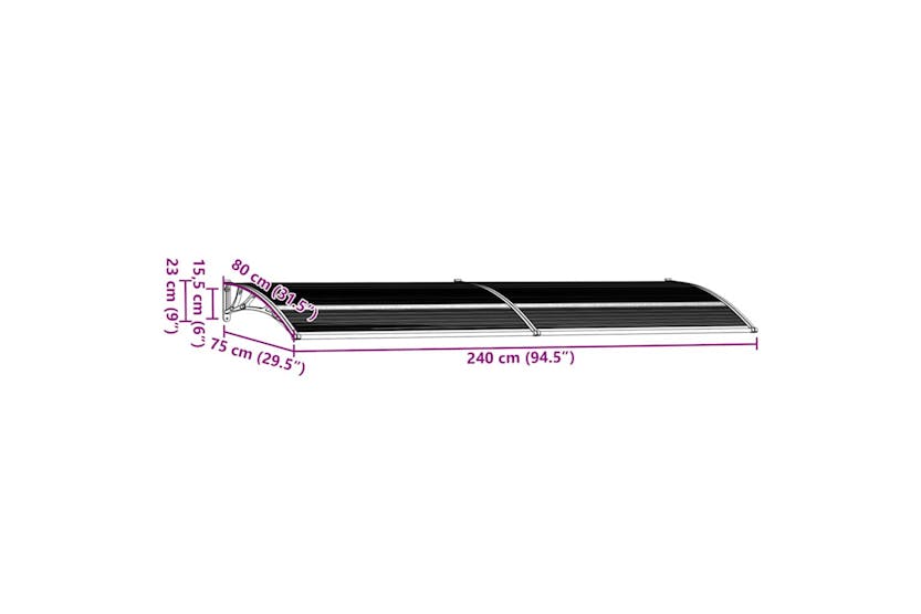 Vidaxl Door Canopy Black 240x75 Cm Pc Vidaxl Door Canopy Black 240x75 Cm Pc