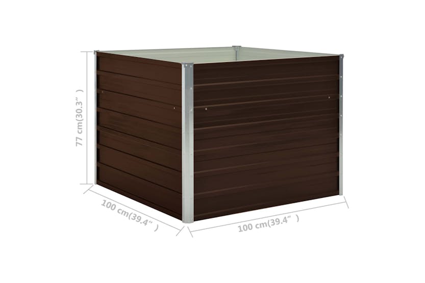 Vidaxl Raised Garden Bed Brown 100x100x77 Cm Galvanised Steel Vidaxl Raised Garden Bed Brown 100x100x77 Cm Galvanised Steel