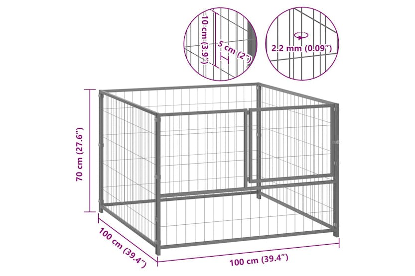 Vidaxl Dog Kennel Silver 100x100x70 Cm Steel Vidaxl Dog Kennel Silver 100x100x70 Cm Steel
