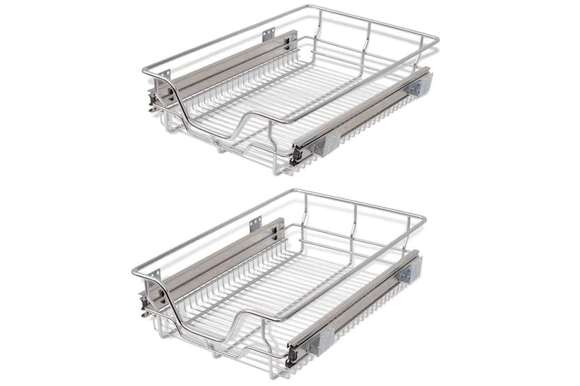 Vidaxl Pull-out Wire Baskets 2 Pcs Silver 400 Mm Vidaxl Pull-out Wire Baskets 2 Pcs Silver 400 Mm