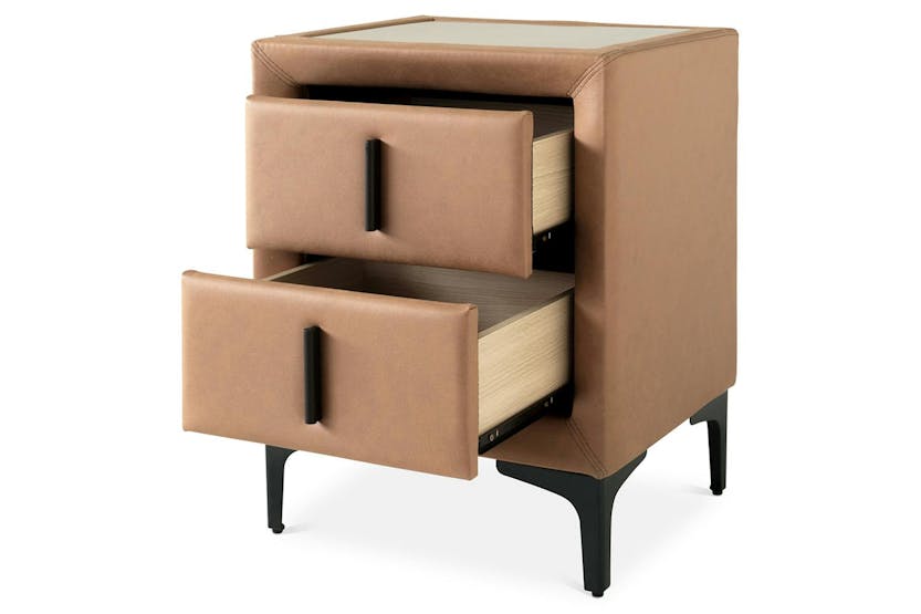Lewis Bedside Locker | Vegan Leather | 2 Drawer | Tan Lewis Bedside Locker | Vegan Leather | 2 Drawer | Tan