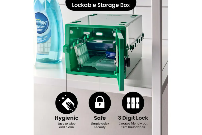 Lockabox Mini™ Medi Green | Small Lockable Medicine Box | 3 Litre Lightweight & Hygienic Combination Lock Box Lockabox Mini™ Medi Green | Small Lockable Medicine Box | 3 Litre Lightweight & Hygienic Combination Lock Box