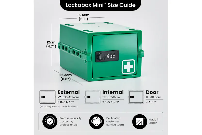 Lockabox Mini™ Medi Green | Small Lockable Medicine Box | 3 Litre Lightweight & Hygienic Combination Lock Box Lockabox Mini™ Medi Green | Small Lockable Medicine Box | 3 Litre Lightweight & Hygienic Combination Lock Box