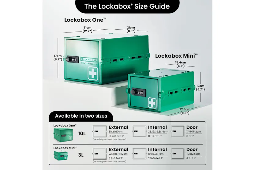 Lockabox Mini™ Medi Green | Small Lockable Medicine Box | 3 Litre Lightweight & Hygienic Combination Lock Box Lockabox Mini™ Medi Green | Small Lockable Medicine Box | 3 Litre Lightweight & Hygienic Combination Lock Box
