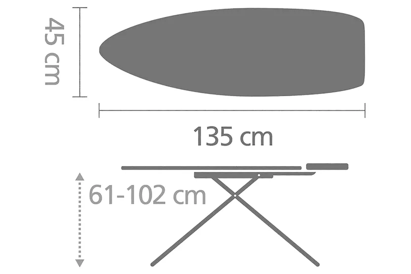 Brabantia Steam Ironing Board D | Titan Oval | 135 x 45 cm Brabantia Steam Ironing Board D | Titan Oval | 135 x 45 cm