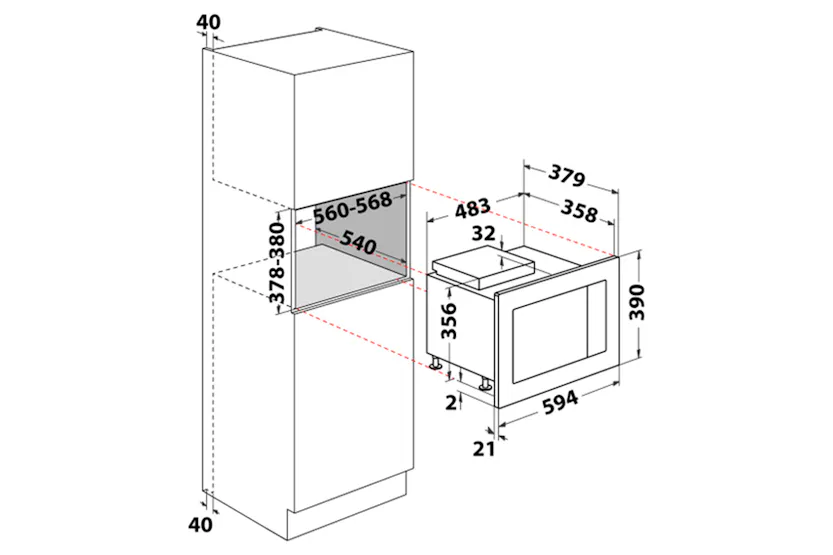 Hotpoint Built-in Compact Microwave Oven | MF25GIXH Hotpoint Built-in Compact Microwave Oven | MF25GIXH