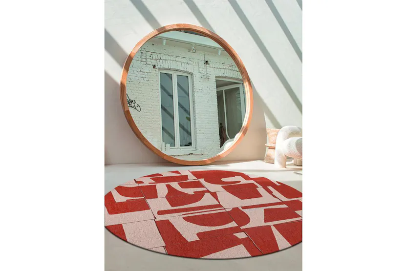 Louis De Poortere | Papercut | Indoor Eco Rug | Red/White | 140 x 140 cm Louis De Poortere | Papercut | Indoor Eco Rug | Red/White | 140 x 140 cm