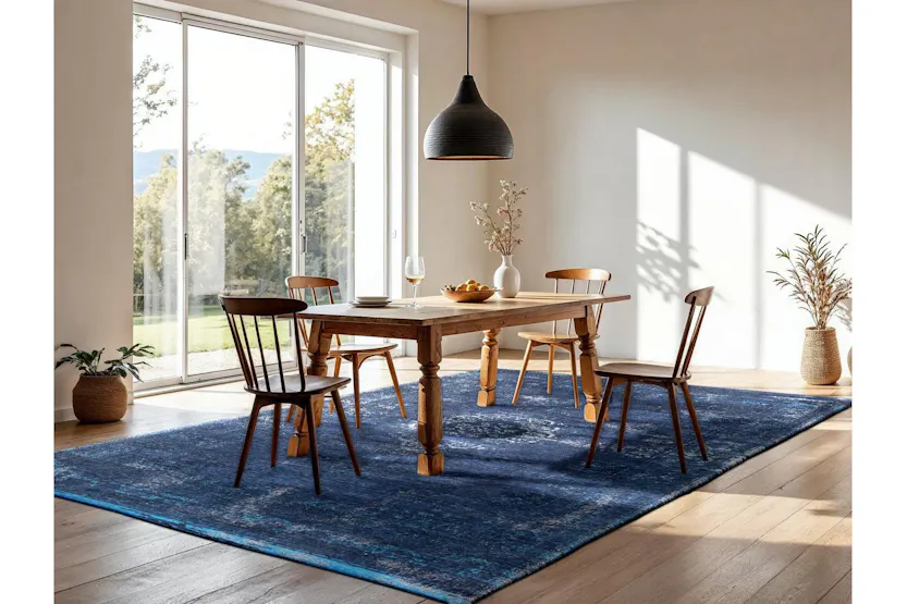 Louis De Poortere | Medallion Eco Rug | Blue | 200 x 280 cm Louis De Poortere | Medallion Eco Rug | Blue | 200 x 280 cm