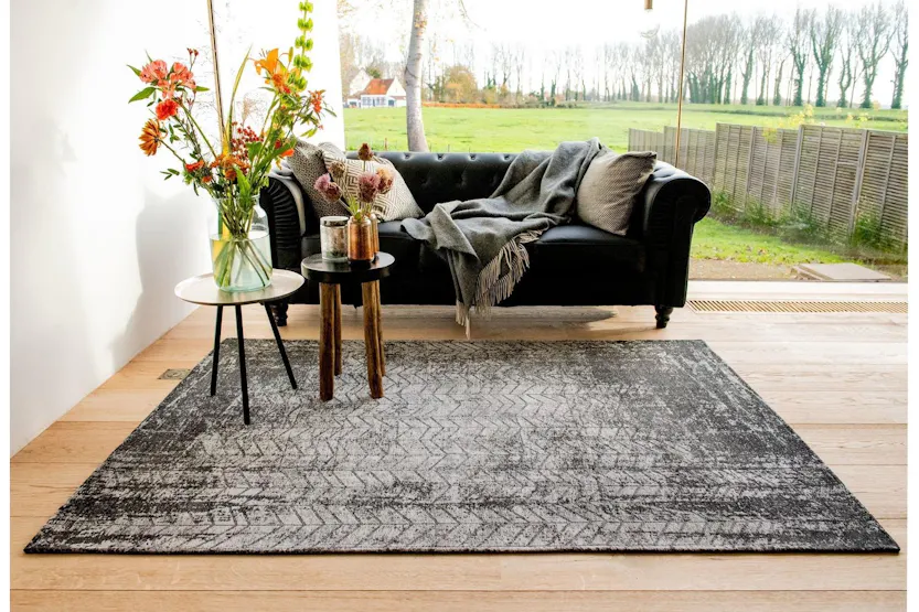 Louis De Poortere | Jacob's Ladder Eco Rug | Black | 80 x 250 cm Louis De Poortere | Jacob's Ladder Eco Rug | Black | 80 x 250 cm
