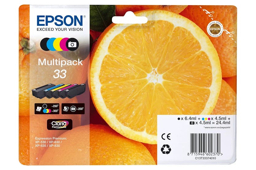 Epson 33 Oranges Claria Premium Ink Cartridge | Multipack | 5 Colours Epson 33 Oranges Claria Premium Ink Cartridge | Multipack | 5 Colours
