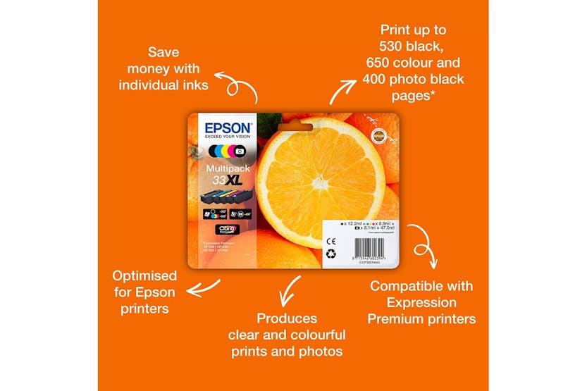Epson 33 Oranges Claria Premium Ink Cartridge | Multipack | 5 Colours Epson 33 Oranges Claria Premium Ink Cartridge | Multipack | 5 Colours