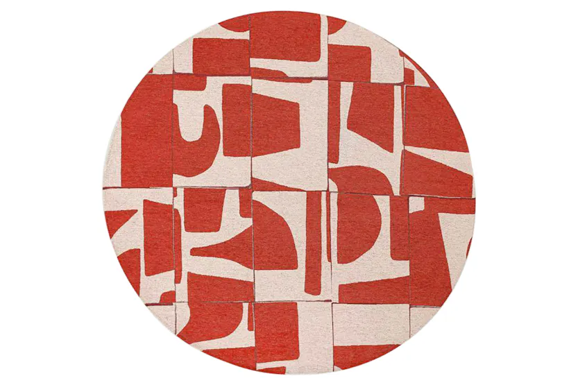 Louis De Poortere | Papercut | Indoor Eco Rug | Red/White | 140 x 140 cm Louis De Poortere | Papercut | Indoor Eco Rug | Red/White | 140 x 140 cm