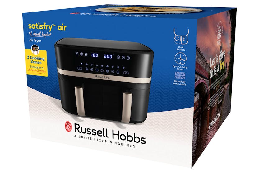Russell Hobbs 9L Satisfry Dual Basket Air Fryer | 27680 | Black Russell Hobbs 9L Satisfry Dual Basket Air Fryer | 27680 | Black