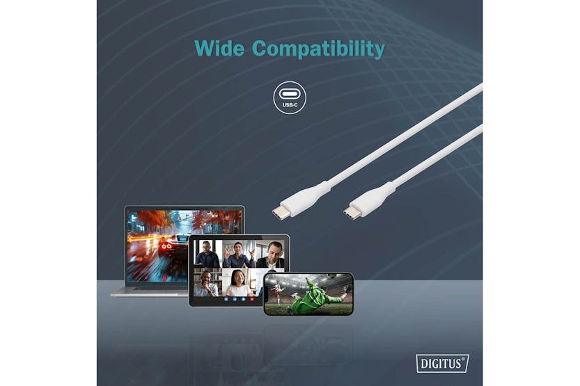 Digitus USB-C to USB-C Silicone Connection Cable | 1m | White Digitus USB-C to USB-C Silicone Connection Cable | 1m | White