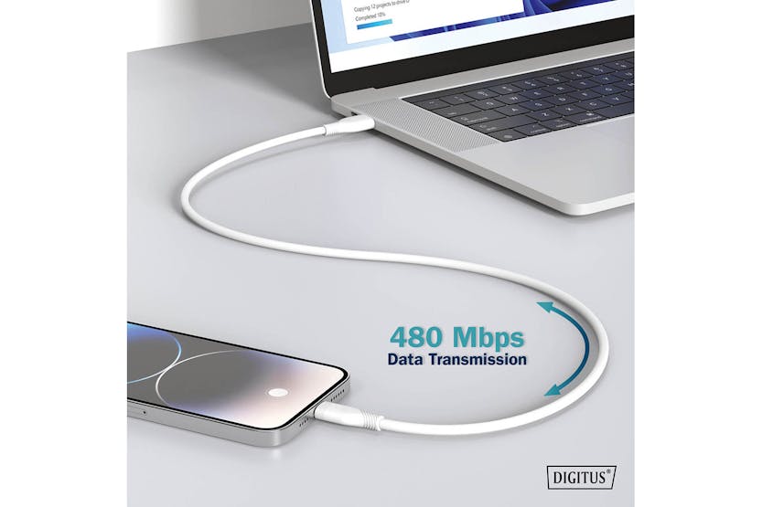 Digitus USB-C to USB-C Silicone Connection Cable | 1m | White Digitus USB-C to USB-C Silicone Connection Cable | 1m | White