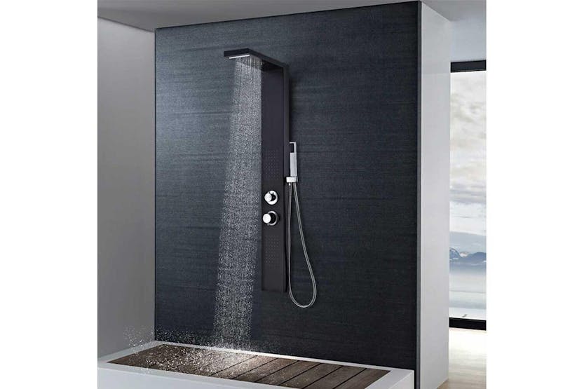 vidaXL 142373 Shower Panel System Aluminium Matte Black vidaXL 142373 Shower Panel System Aluminium Matte Black