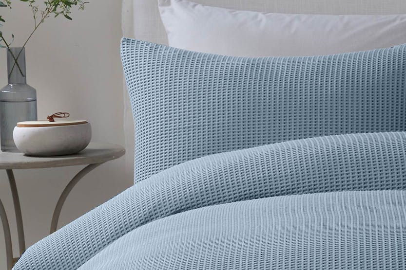 Serene | Lindly Waffle Duvet Cover Set | Blue | Super King Serene | Lindly Waffle Duvet Cover Set | Blue | Super King